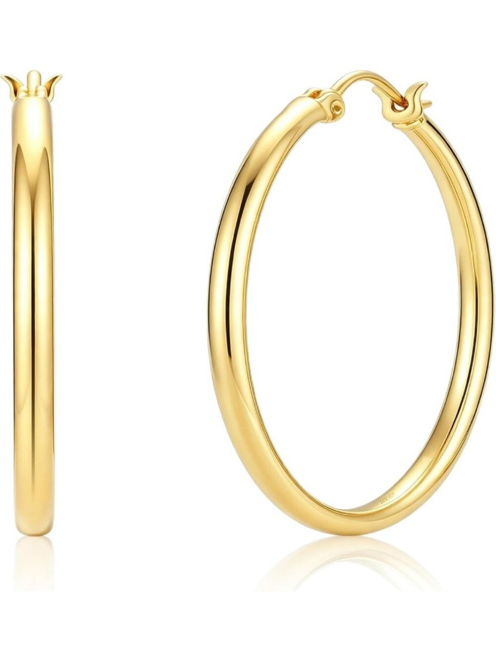 Elegant 14K Gold Filled Thin Hoop Earrings for Women - Lightweight 2mm Design